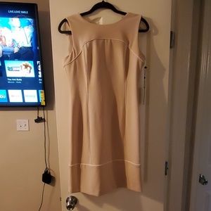 Tommy Hilfiger work dress. Beige w/ white accent